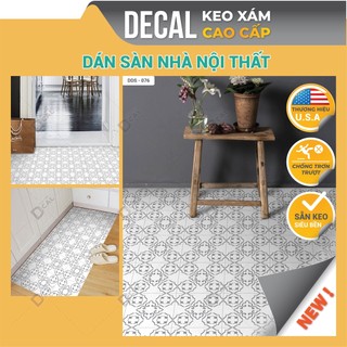 Decal KEO XÁM Dán Sàn Chuyên Dụng, Kích thước 120x60cm, Họa Tiết Gạch Bông Cổ Điển Chống Thấm Nước DDS-076
