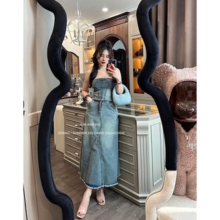 Set jean áo quây kèm chân váy dài Kim anh Bùi