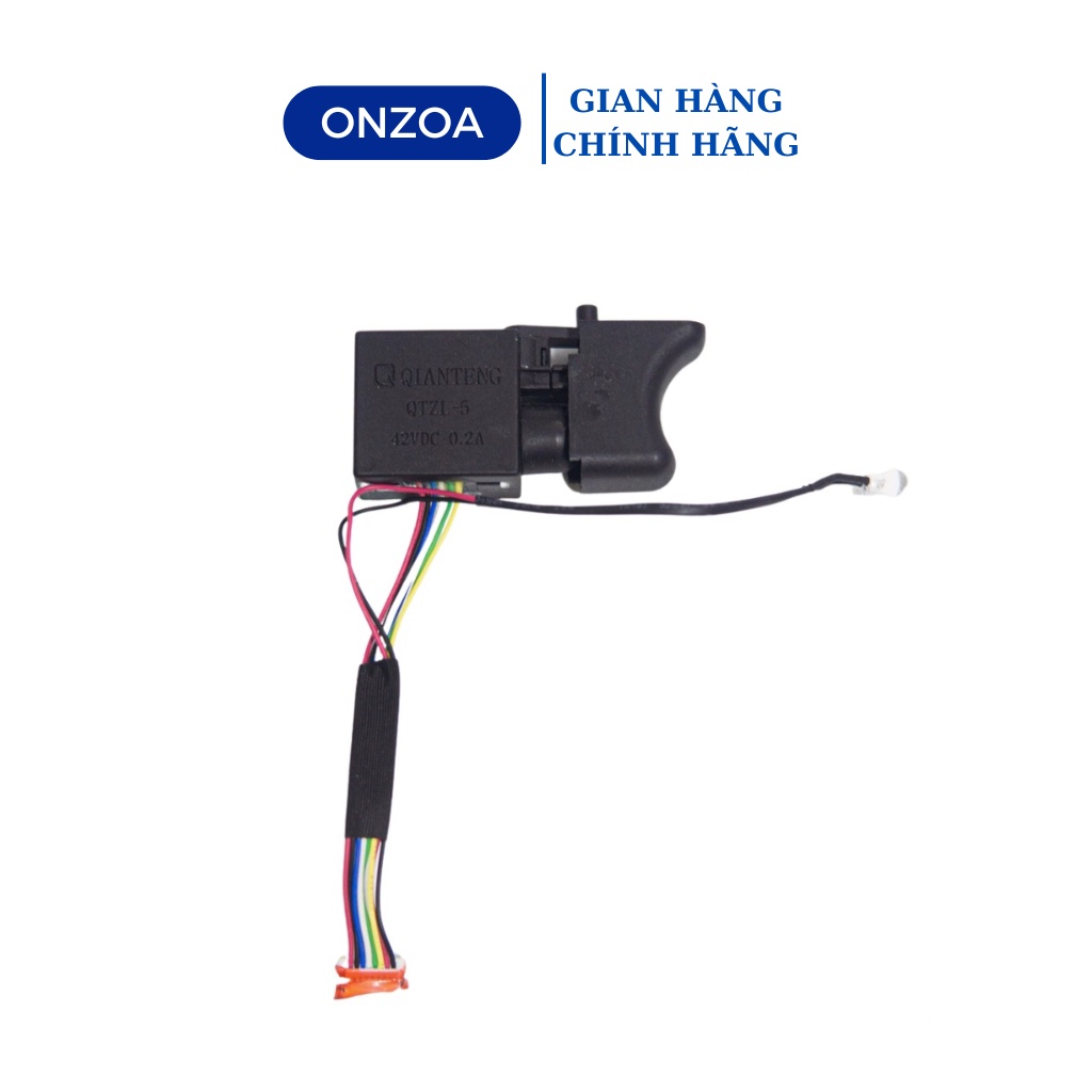Công tắc máy khoan pin, cò máy siết bulong có điều tốc không chổi than có gắn đèn led