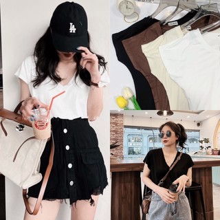 Áo phông trơn cổ V tay hến cotton lạnh yoomeclothing