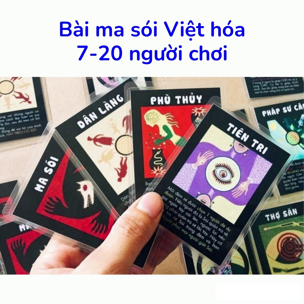 Bộ bài ma sói Việt Hóa cho 7-20 người chơi có 10 lá mở rộng