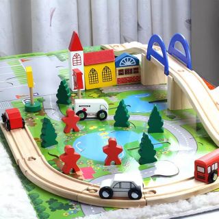 Đồ chơi gỗ thông minh cho bé trai, lắp ghép mô hình giao thông thành phố cho trẻ em