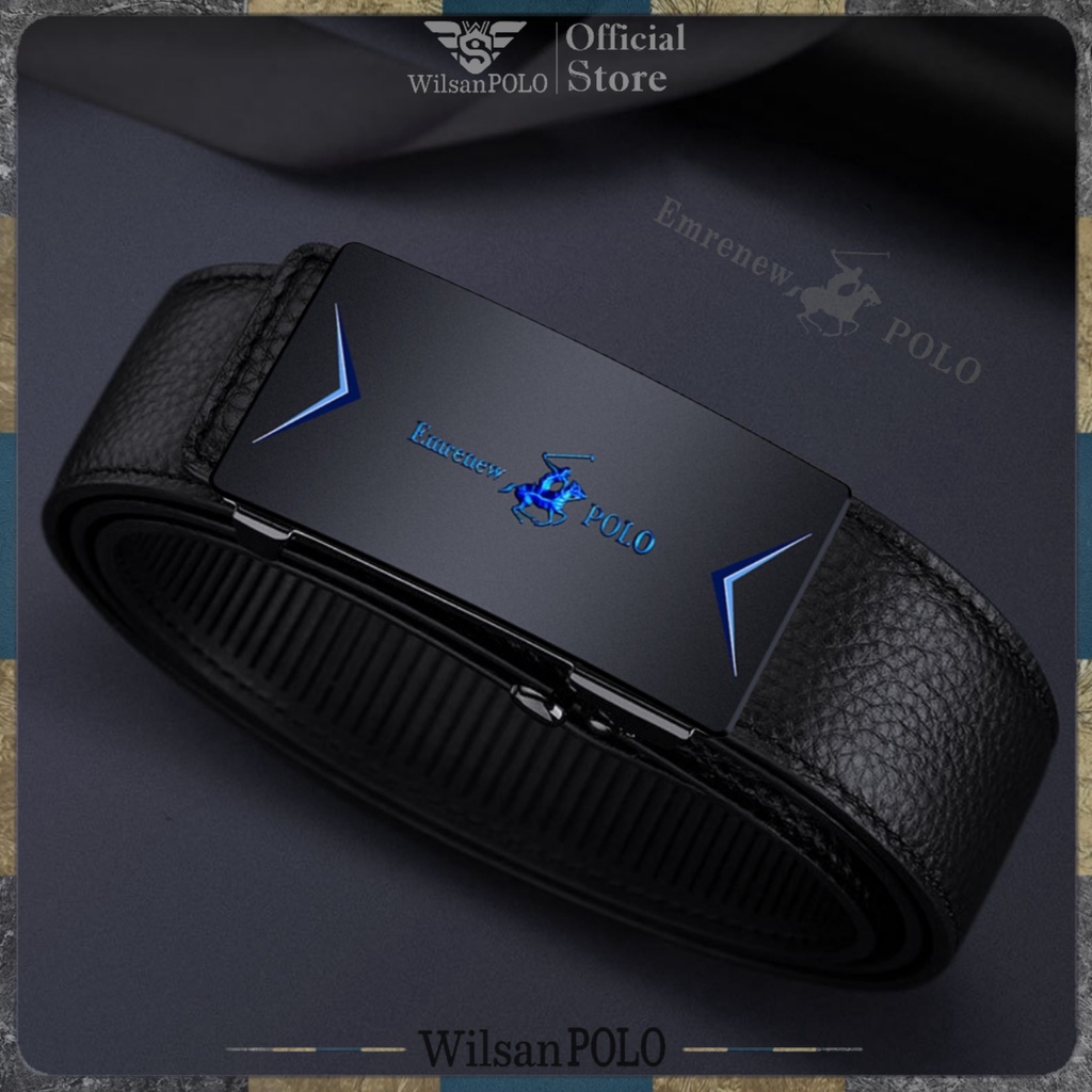 Thắt Lưng Nam Dây Lưng Da Bò cao cấp Wilsan POLO, Dây nịt nam bản nhỏ khóa tự động phong cách Hàn Quốc WS06