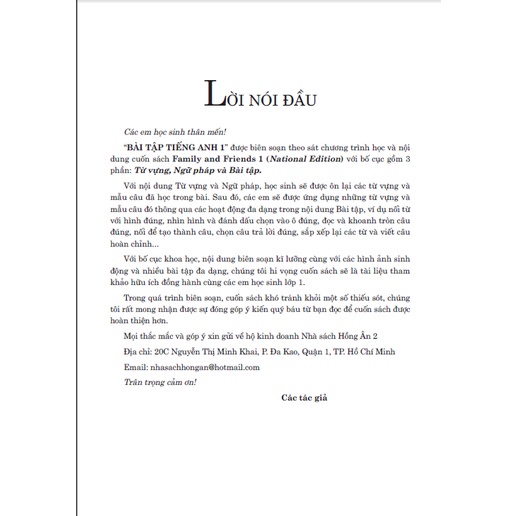 Sách - Bài tập tiếng anh 1 biên soạn theo bộ sách family and friends 1 national edition