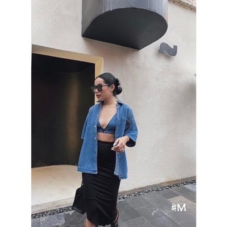 Set áo sơ mi jeans prada kèm bra