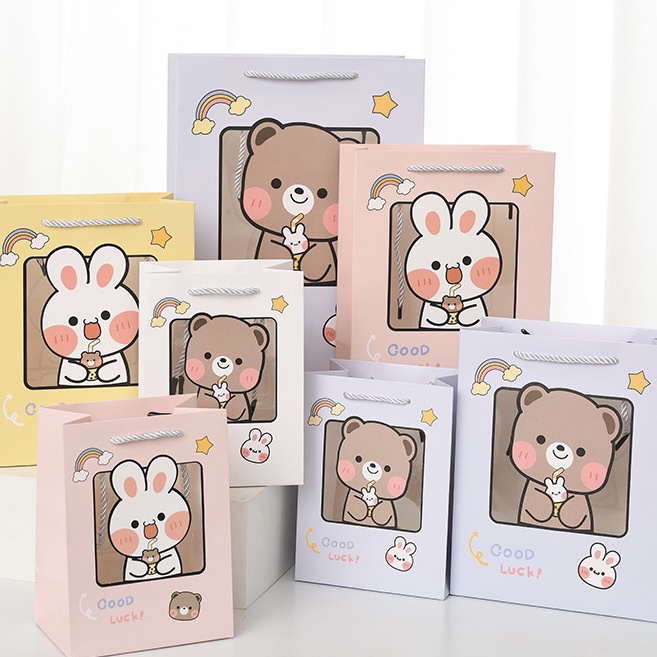 Túi Giấy Có Quai Đựng Quà Họa Tiết Hoạt Hình Đáng Yêu