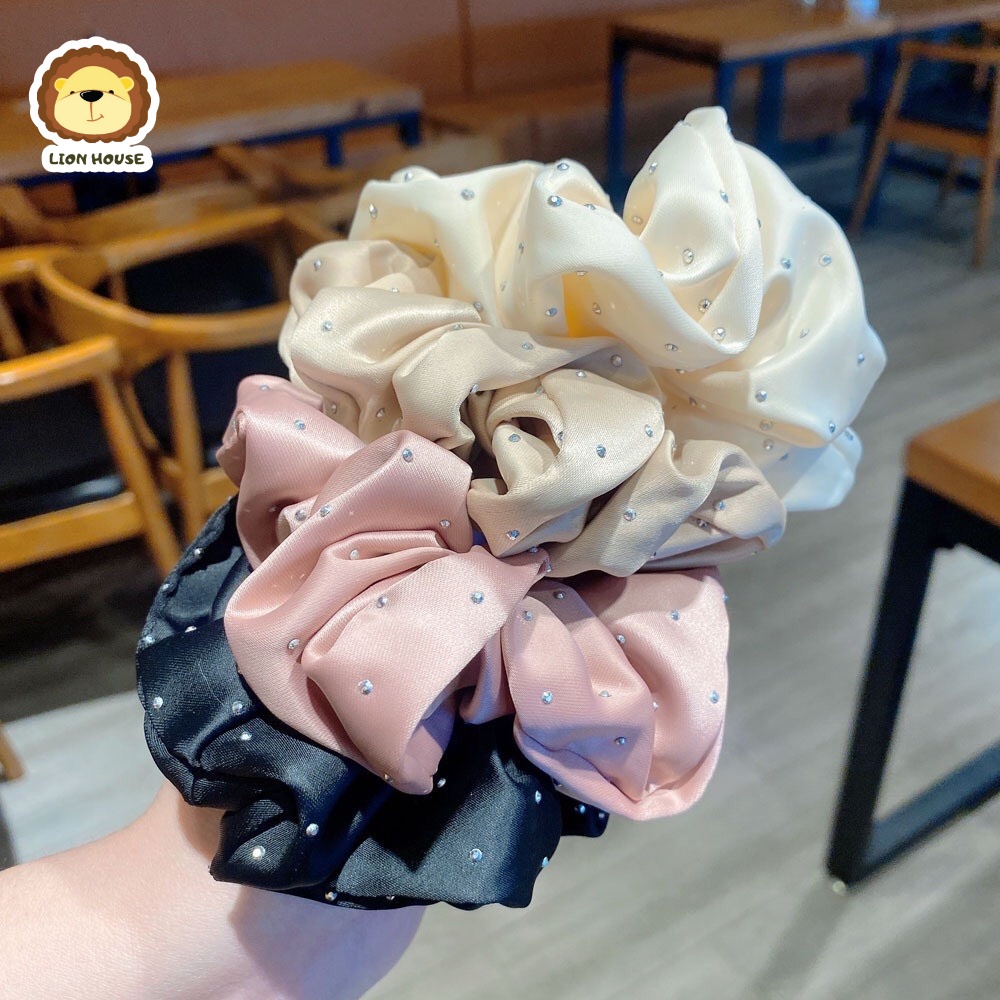 Cột tóc/Scrunchies vải lụa đính hạt [LH1764] Nữ tính, sang trọng
