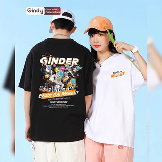 Áo thun nam nữ form rộng tay lỡ phông cổ tròn cotton mát unisex in họa tiết GINDER thời trang local brand GINDY A003