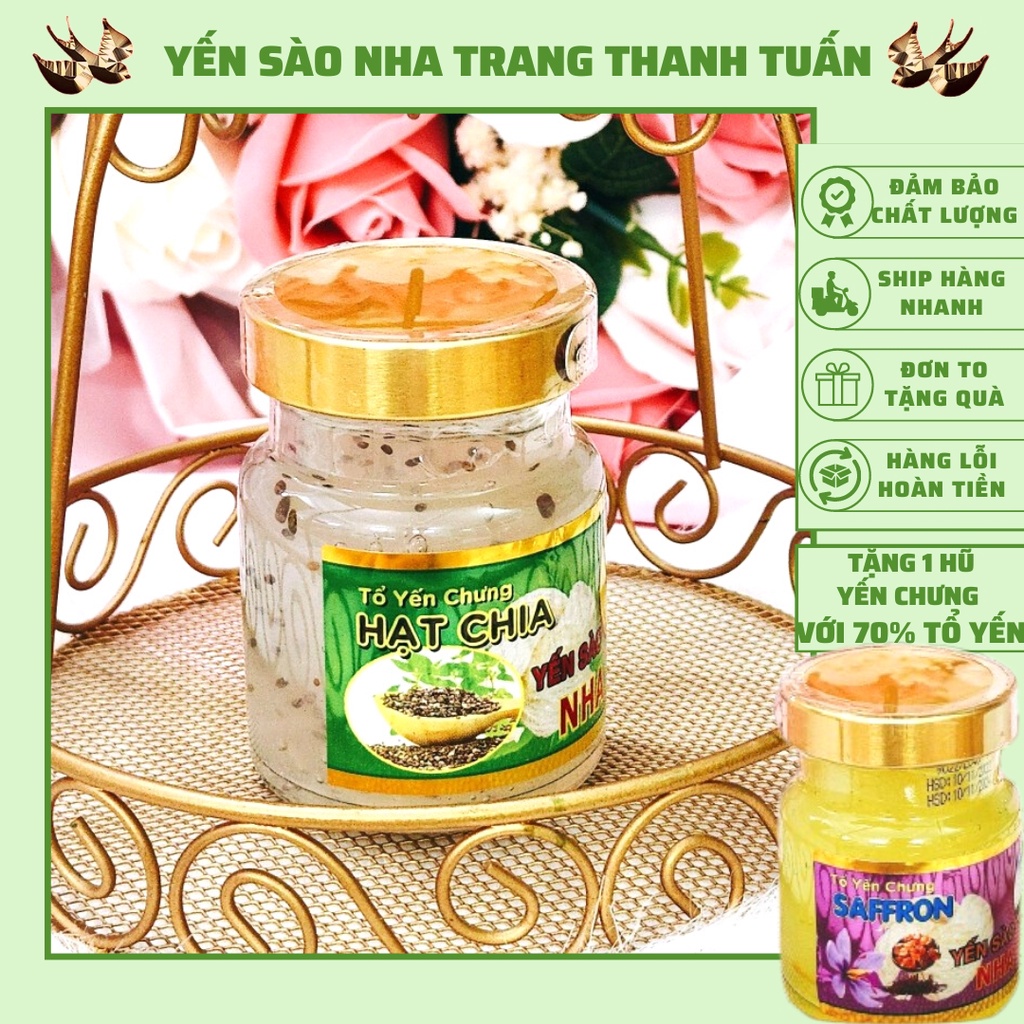Yến chưng hạt chia, yến sào Nha Trang Khánh Hòa chứa 70% yến hũ 70ml mua 10 tặng 1 hũ