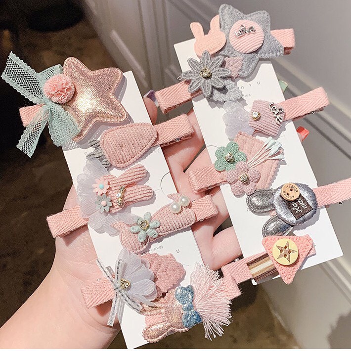 Set 6 kẹp tóc siêu xinh phong cách Hàn Quốc cho bé yêu