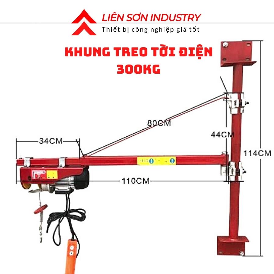 Khung treo tời điện gia đình chịu tải 300kg dùng để bắt tời điện lên tường bê tông, nhà xường, công trình thi công