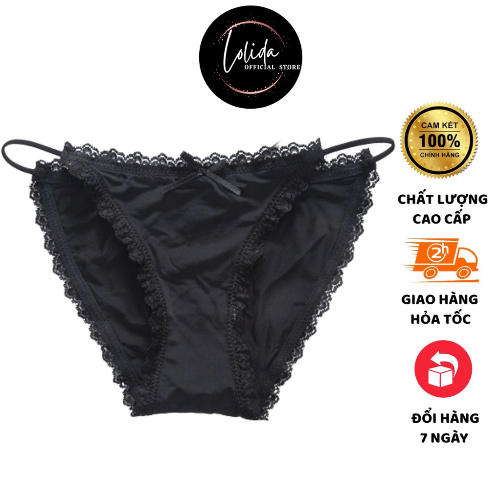 Quần Lót Nữ Lolida Cao Cấp Thiết Kế Viền Ren Dây Mảnh Đính Nơ Nhỏ Sexy Mã 490