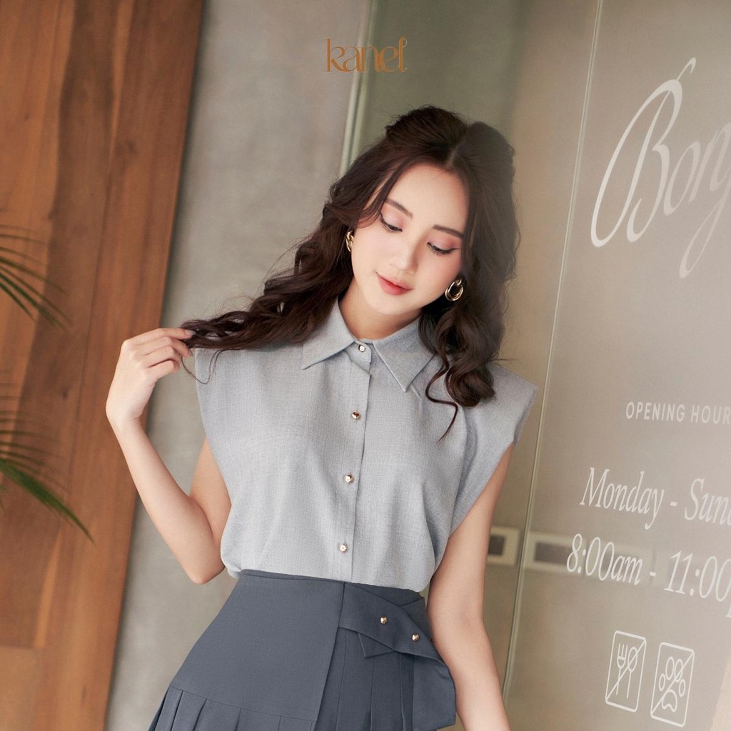 Áo sơ mi KANEL sát nách, có đệm vai - A1638