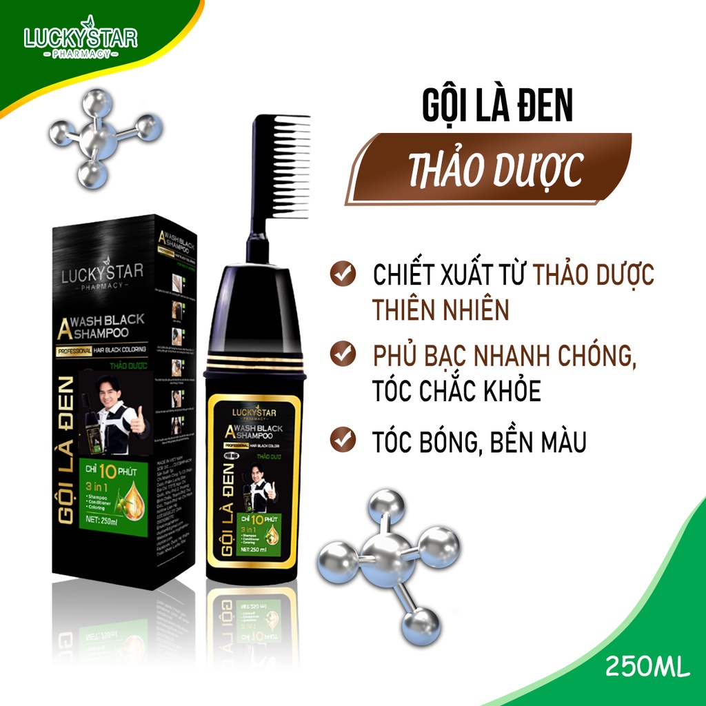 Gội Là Đen Thảo Dược Cao Cấp Chai Lược Lucky Star