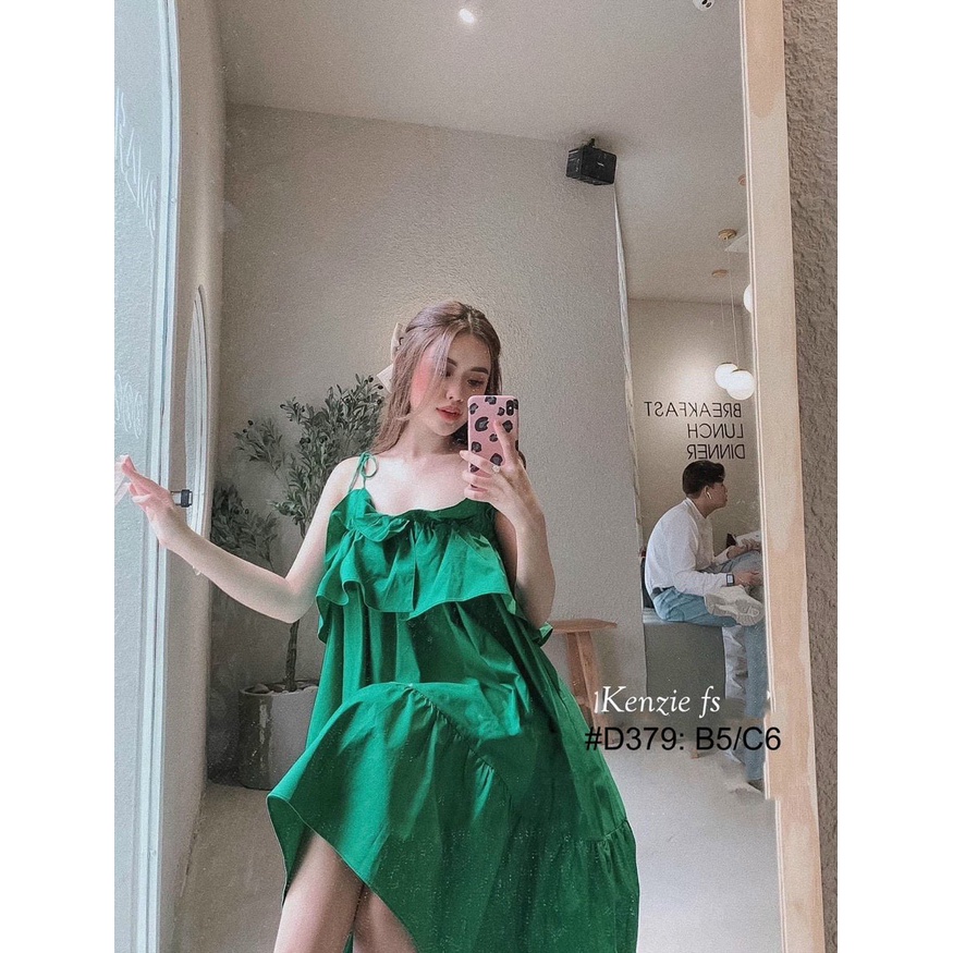 Đầm 2 dây tiểu thư dáng xòe, đàm maxi dài cột nơ vai đi biển utrrb