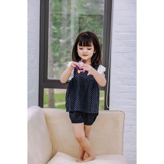 Bộ chấm bi tím than tay ren