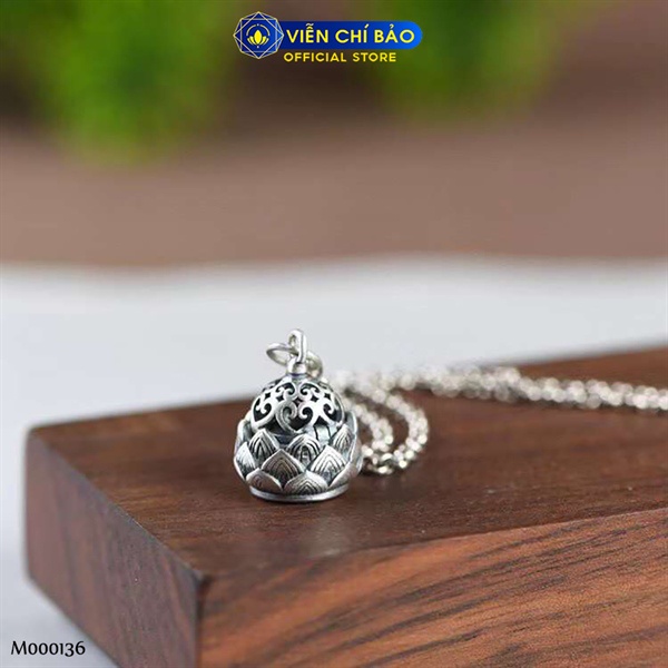 Mặt dây chuyền bạc nữ hoa sen trụ kinh luân chất liệu bạc Thái 925 thời trang phụ kiện trang sức Viễn Chí Bảo M000136