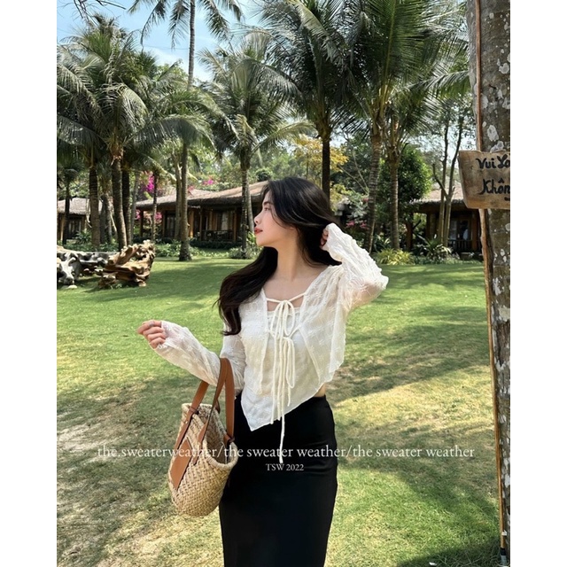 Set áo quây vạt chéo hoa kèm áo cadigan  siêu hot b130