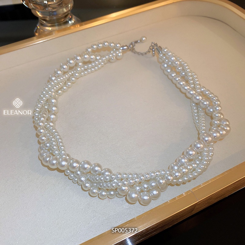 Dây chuyền choker nữ ngọc trai nhân tạo Eleanor Accessories dạng chuỗi đan nhau phụ kiện trang sức sang trọng 5372