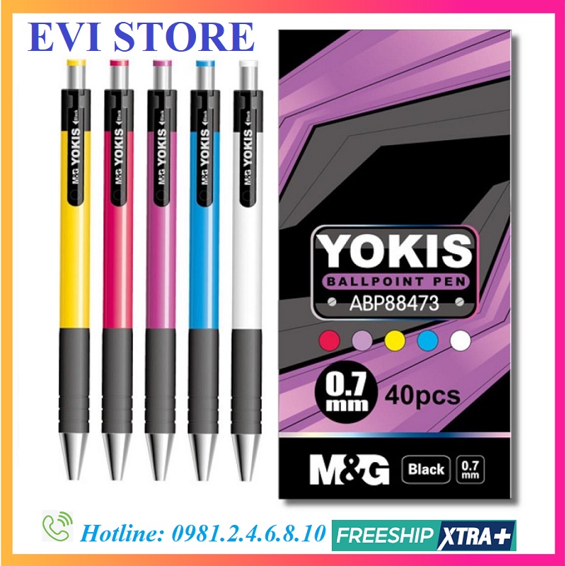 Bút bi Yokis M&amp;G ABP88473 ngòi 0.7mm mực đen / Bút bi 88473 / 88402 ngòi êm trơn thân nhiều màu bắt mắt