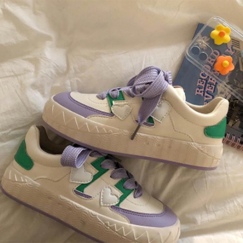 PunkyRabbit Giày Nữ Cao Su Đế Dày Chống Trơn Trượt Thoáng Khí Thấm Hút Mồ Hôi Sneaker Đa Năng Phong Cách