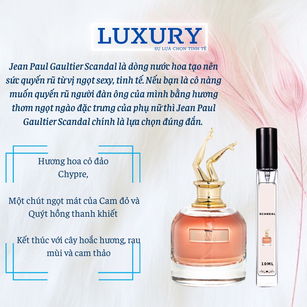 Nước hoa giành cho nữ JEAN PAUL GAULTIER SCANDAL- Mẫu thử 10ml. Nồng Độ EDP. GỢI CẢM_SÀNH ĐIỆU_THU HÚT MỌI ÁNH NHÌN | BigBuy360 - bigbuy360.vn