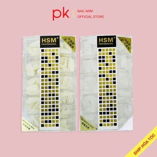 Móng úp nhọn ngắn, móng úp tròn nhọn nhám sẵn HSM đủ size từ 0-9 ( tem vàng đen)
