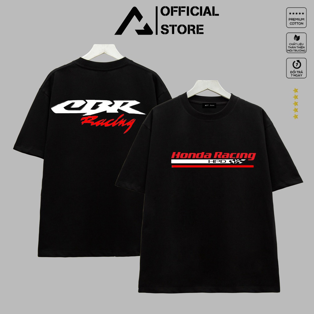 Áo thun Đen - Trắng, Logo Honda CBR . Mẫu hình in 2 mặt - Có Áo 100% Cotton