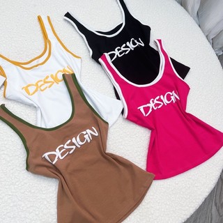 Áo ba lỗ ôm body phối viền phối chữ Design