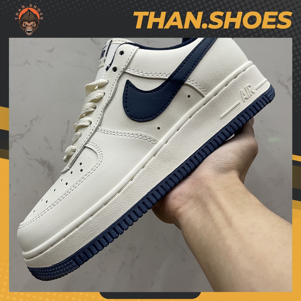 Giày Air Force 1 Low 07 Cream White Navy Skate, AF1 Trắng Móc Xanh Đế Xanh - Than.Shoes