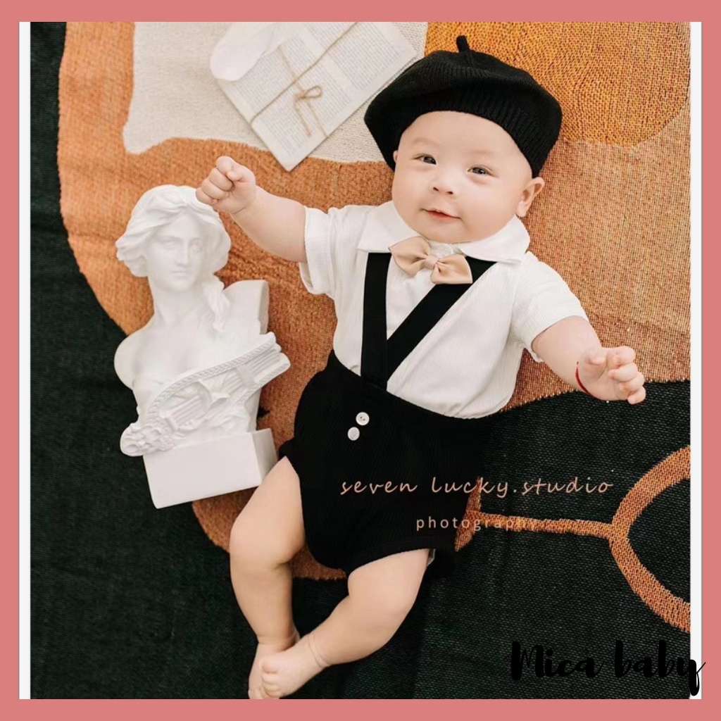 Quần sooc yếm ngắn trẻ em chất thun co giãn đáng yêu cho bé QA81 Mica baby