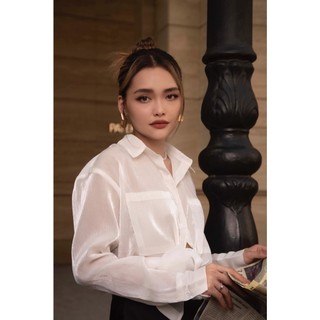 LENOIR - LN Sheer Blouse - Áo sơ mi trắng chất liệu tơ organza tay dài