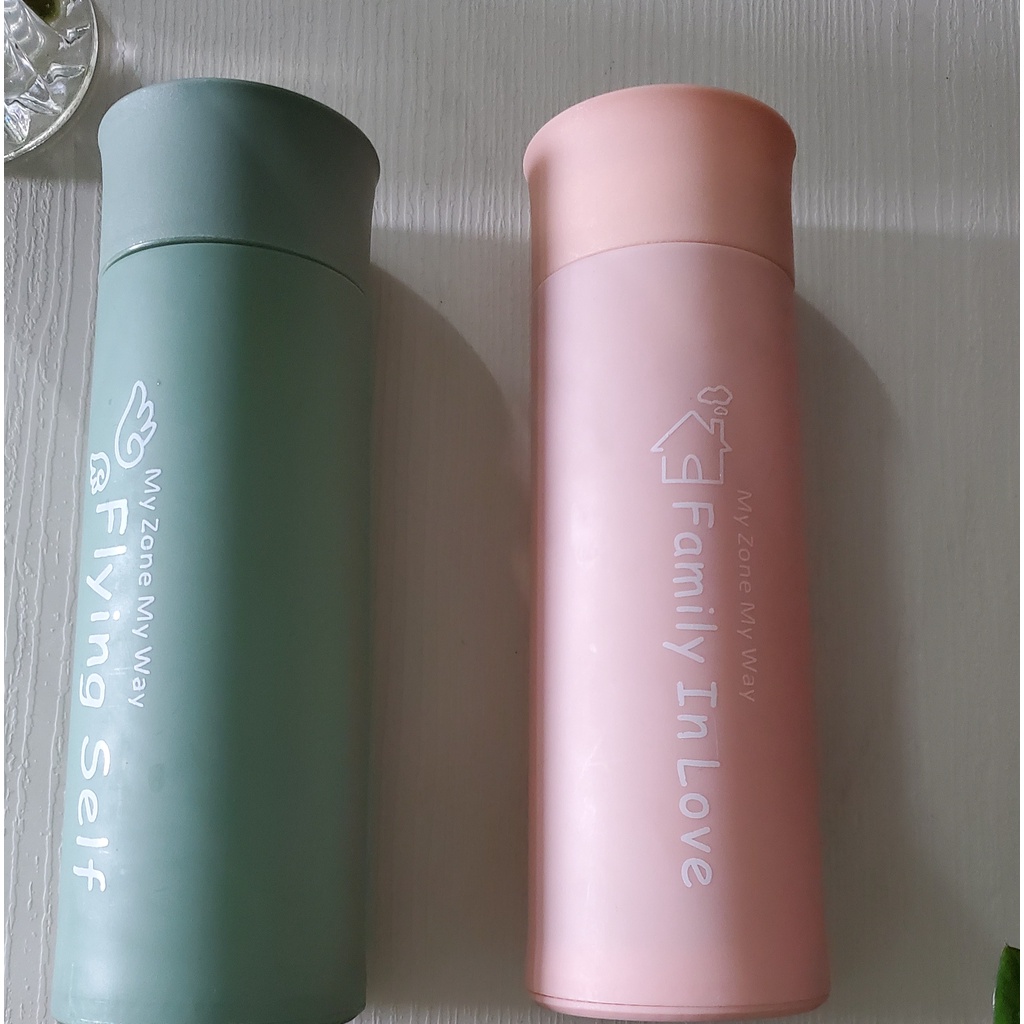 Combo 2 Bình Nước Giữ Nhiệt Ruột Thủy Tinh 450ml (màu xanh, hồng, ghi chú màu sắc bạn muốn lấy hoặc lấy ngẫu nhiên)
