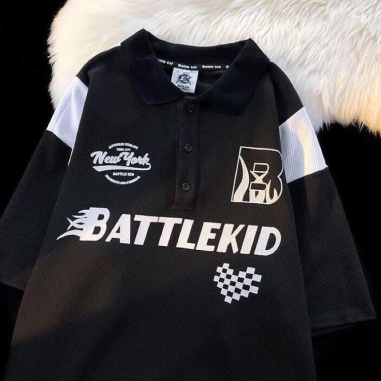 Áo Polo Nam Nữ BATTLEKID Ngắn Tay Cổ Bẻ, Áo Thun Có Cổ  , Tay Lỡ From Thụng Siêu Hot( Kèm ảnh Thật)