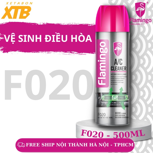 Xịt vệ sinh máy lạnh ô tô, điều hòa dạng bọt giúp khử mùi, đánh bay bụi bẩn Flamingo F020 A/C Cleaner dung tích 500ml