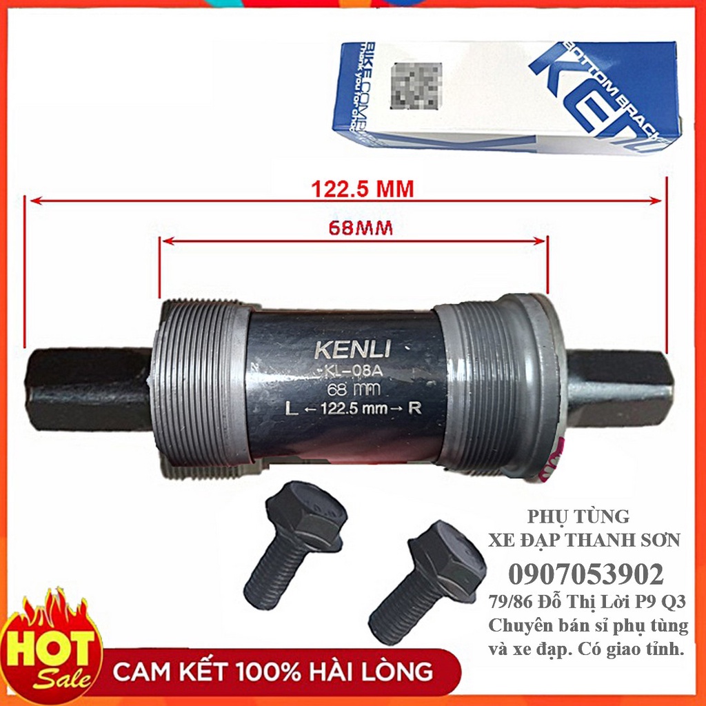 Trục giữa bạc đạn cốt vuông xe đạp thể thao 122.5mm, xe fixed gear 110mm