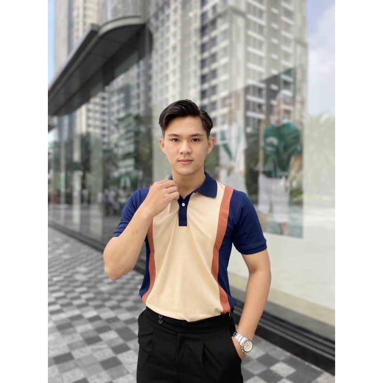 Áo Thun Nam Polo Vải Cotton Co Giãn Tốt Cổ Trụ Phối Màu Lịch Lãm NEW UNISEX