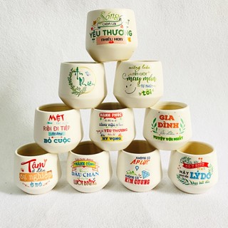 Combo 10 Chậu sứ VinaXinh trồng sen đá, xương rồng, cây cảnh mini để bàn in hình họa tiết, in hình lên chậu theo yêu cầu