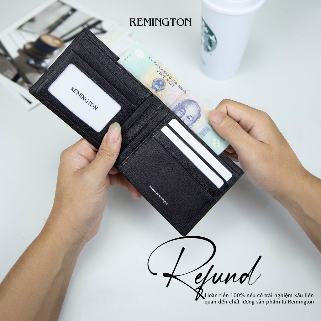 Ví nam mini Remington - Harmony Wallet miễn phí in 3 ảnh và tặng kèm hộp, túi giấy làm quà tặng cho người yêu hoặc bố