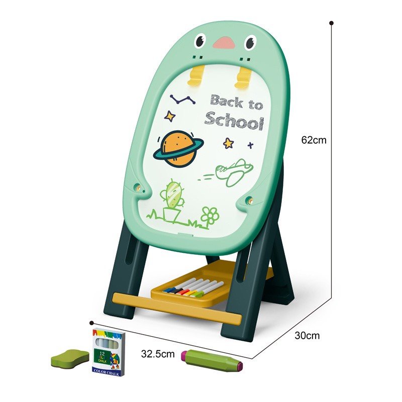 Bảng vẽ thông minh 2 mặt,hút nam châm cho bé, kèm phấn, bút màu và trò chơi 46 chi tiết, bảng vẽ chim cánh cụt