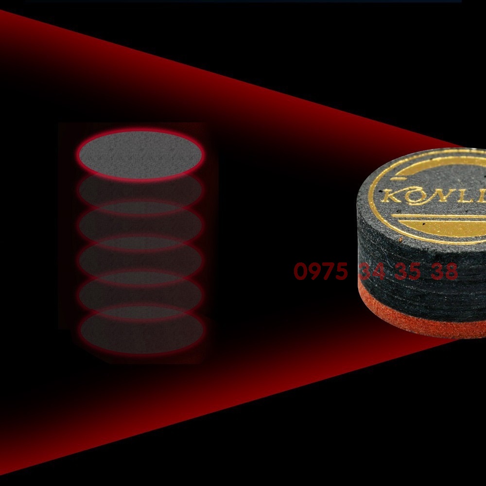 Đầu Cơ Bi-a Bida 3 băng KONLLEN Carom Tip ,nhiều Lớp 14mm