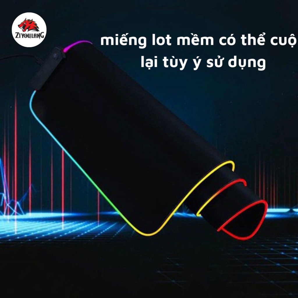 Lót Chuột Led RGB Size 80X30CM ZiyouLang Bề Mặt Speed Đèn Led Cực Đẹp Kê Cả Phím Và Chuột