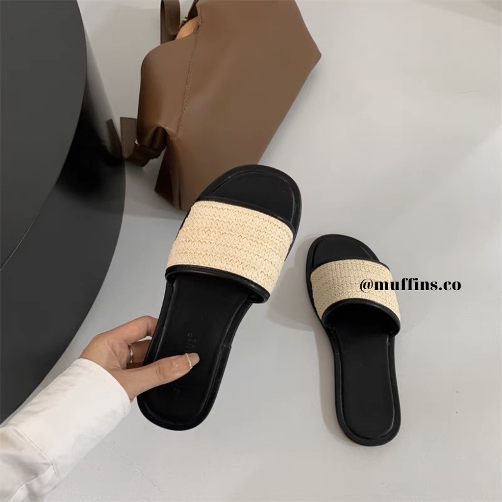 [SẴN HÀNG] Dép cói nữ quai ngang bản to thời trang đi biển hè 2023