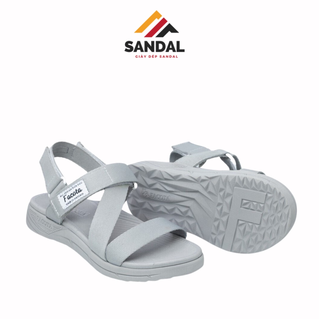 Giày sandal Nam/Nữ unisex Facota - NN11 màu xám bạc thể thao, đi học, đi chơi