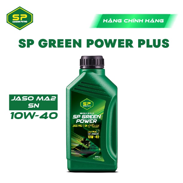 Dầu nhớt xe số Saigon Petro - SP Green Power Plus 10W40, API SN, Dầu tổng hợp 100%