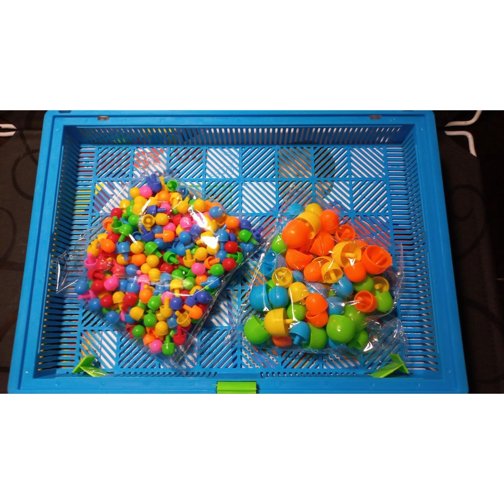 03028 Đồ Chơi Lắp Ghép Giáo Dục, Bộ Xếp Hình Nút Nấm Nhiều Màu Sắc, Bảng Gắn Hạt Size 28cm