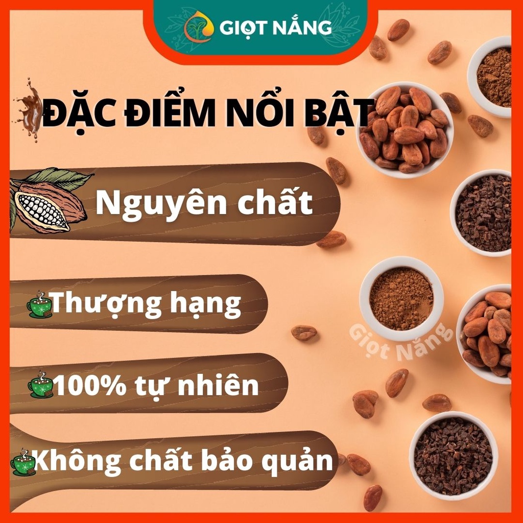 Bột cacao nguyên chất làm socola sạch nguyên liệu làm bánh giảm cân từ Nông Sản GIỌT NẮNG 500 gram