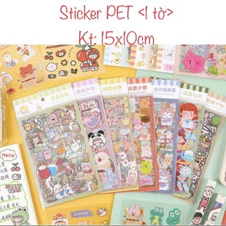 Sticker trong dán trang trí sổ Kt 15x10cm sticker PET dán ly cốc Sticker dễ thương trang trí điện thoại