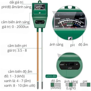Máy đo độ PH, đo ánh sáng, độ ẩm của đất