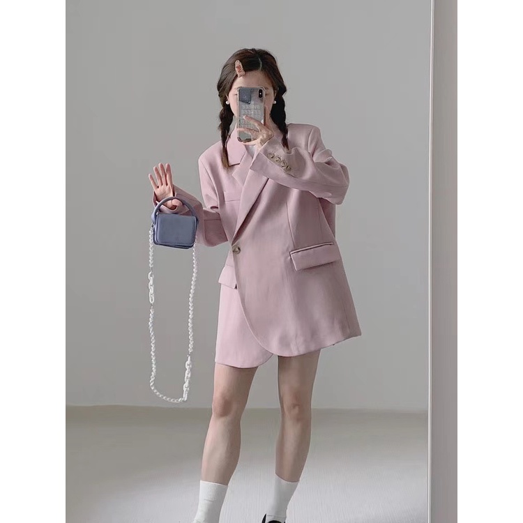 (Hàng Đẹp CC)Ảnh thật 5 hình cuối-2W27.Áo blazer oversize thời trang phong cách Hàn Quốc